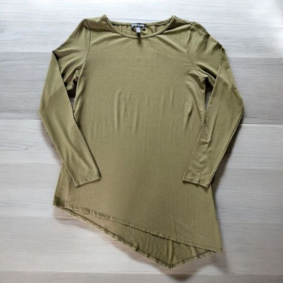 Eileen Fisher Tops - Eileen Fisher Soft Fine Jersey Asymmetric Hem Top XS Green Tunic Lagenlook